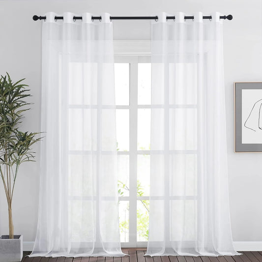 White Sheer Curtains Shading Solid Voile Window Drapes Transparent Tulle Curtain Luxury Chiffon Window Curtain Living Room Decor Peaceful Pleasures Health and Wellness