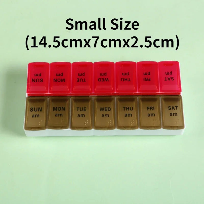 New Weekly Portable Travel Pill Cases Box 7 Days Organizer 14 Grids Pills Container Storage Tablets Vitamins Medicine Fish Oils Peaceful Pleasures Health and Wellness