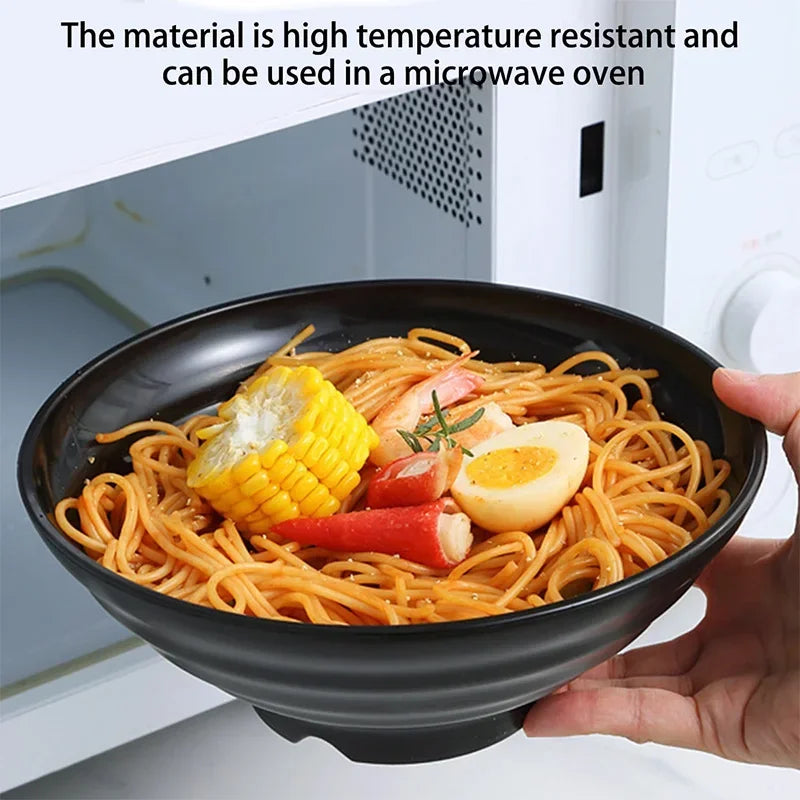 Thickened Plastic Ramen Bowl Anti-Slip Salad Bowl Solid Color Perfect for Kitchen Restaurant Lamian Noodles Bowl Peaceful Pleasures Health and Wellness