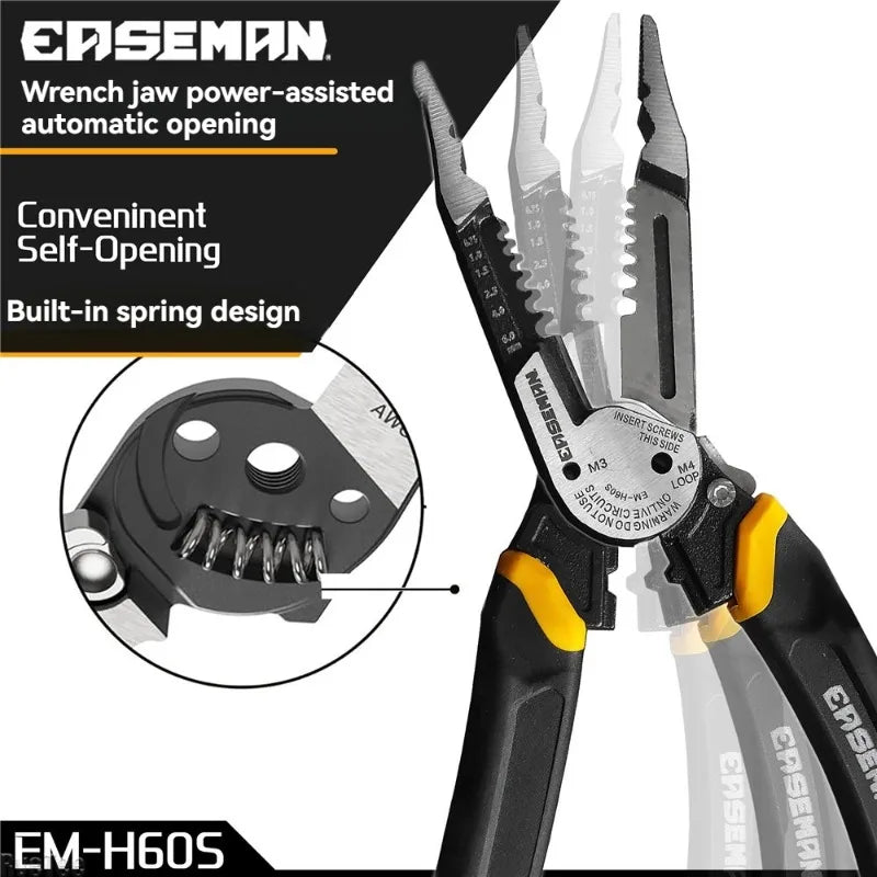 EASEMAN Wire Stripper & Cutter Pliers | Carbon Steel Multi-Tool
