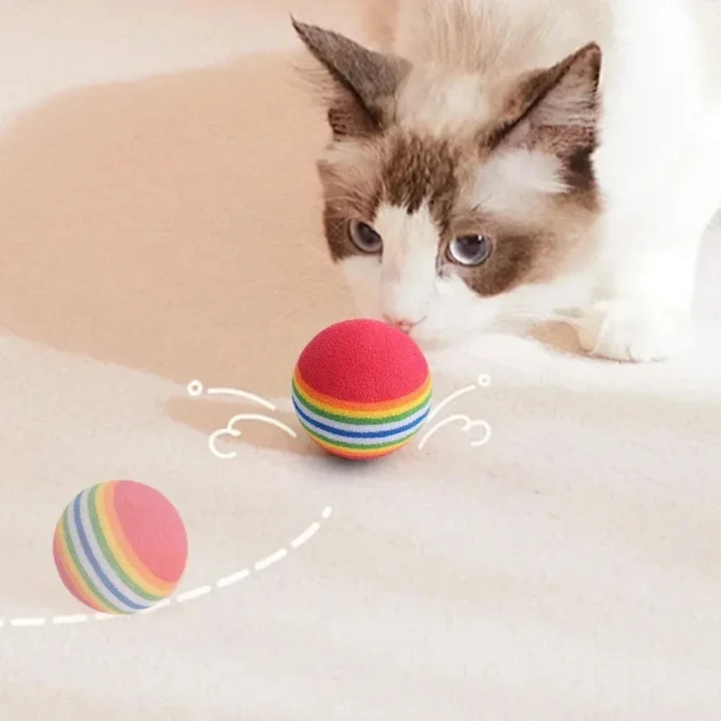 Rainbow EVA Soft Pet Toy Balls for Cats & Dogs | 10–50 Pack