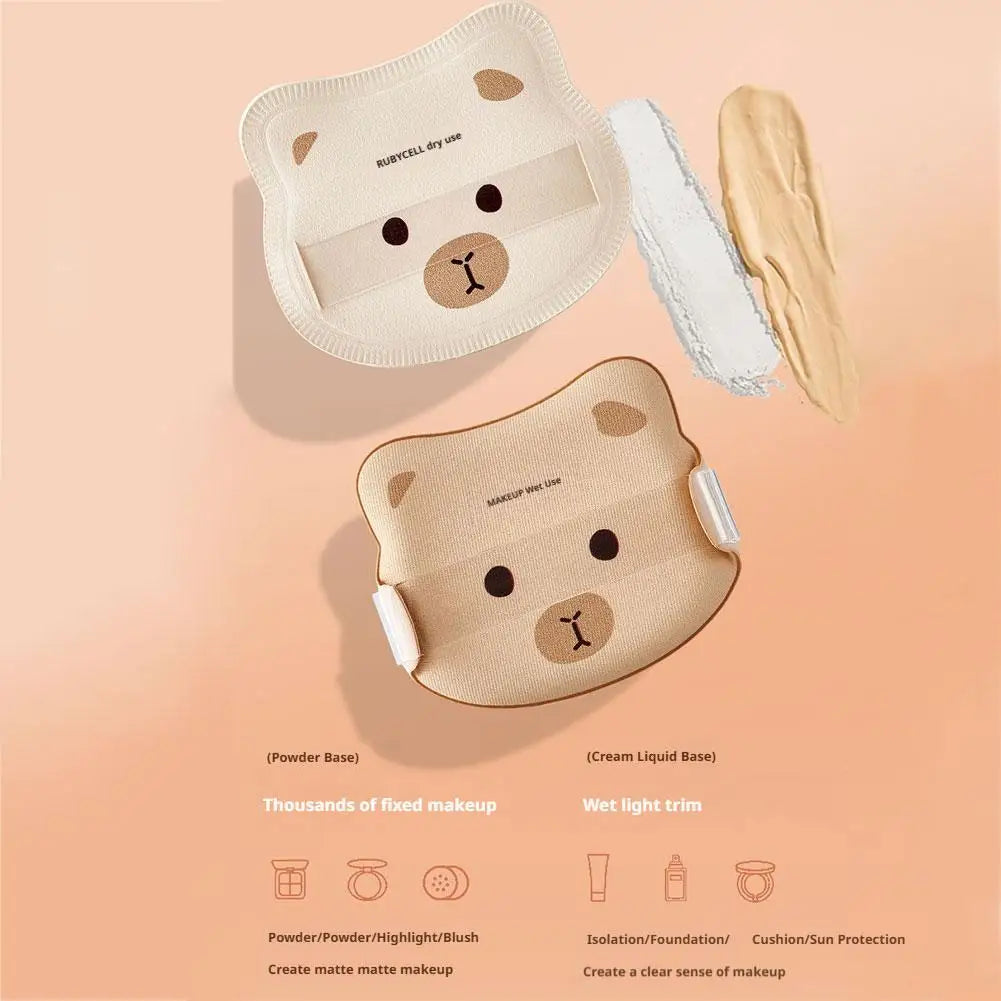 5/8Pcs Little Bear Friend Powder Puff Flawless Base Makeup Setting Thumb Marshmallow Powder Puff Powder Puff Box Air Cushion Peaceful Pleasures Health and Wellness