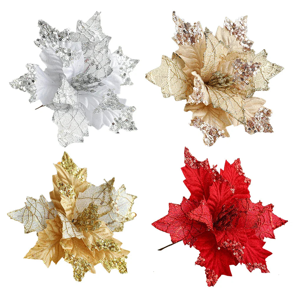 20cm Flannel Christmas Flower Ornament | DIY Tree Decoration