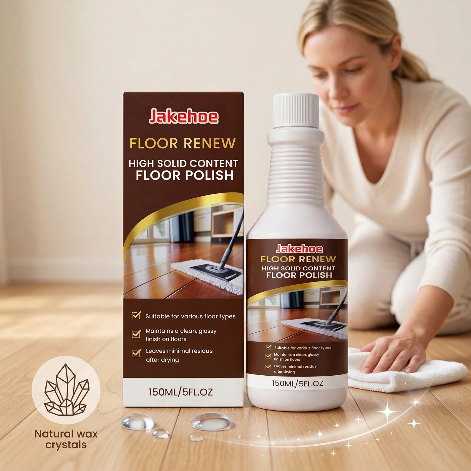 JAKEHOE Wood Floor Restorer Polish & Scratch Remover 150ml Floor Restorer Polish Peaceful Pleasures Health and Wellness