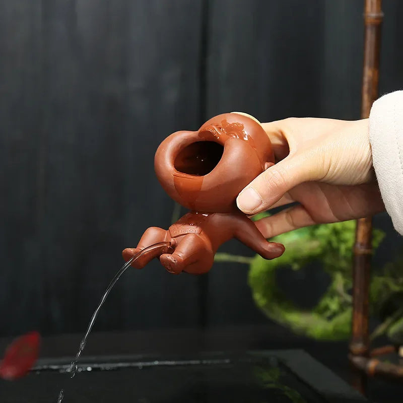 Creative Purple Clay Urinating Boy Tea Pet Fun Peeing Doll Multifunctional Home Tea Tray Kung Fu Tea Set Unique Gift Decor Peaceful Pleasures Health and Wellness