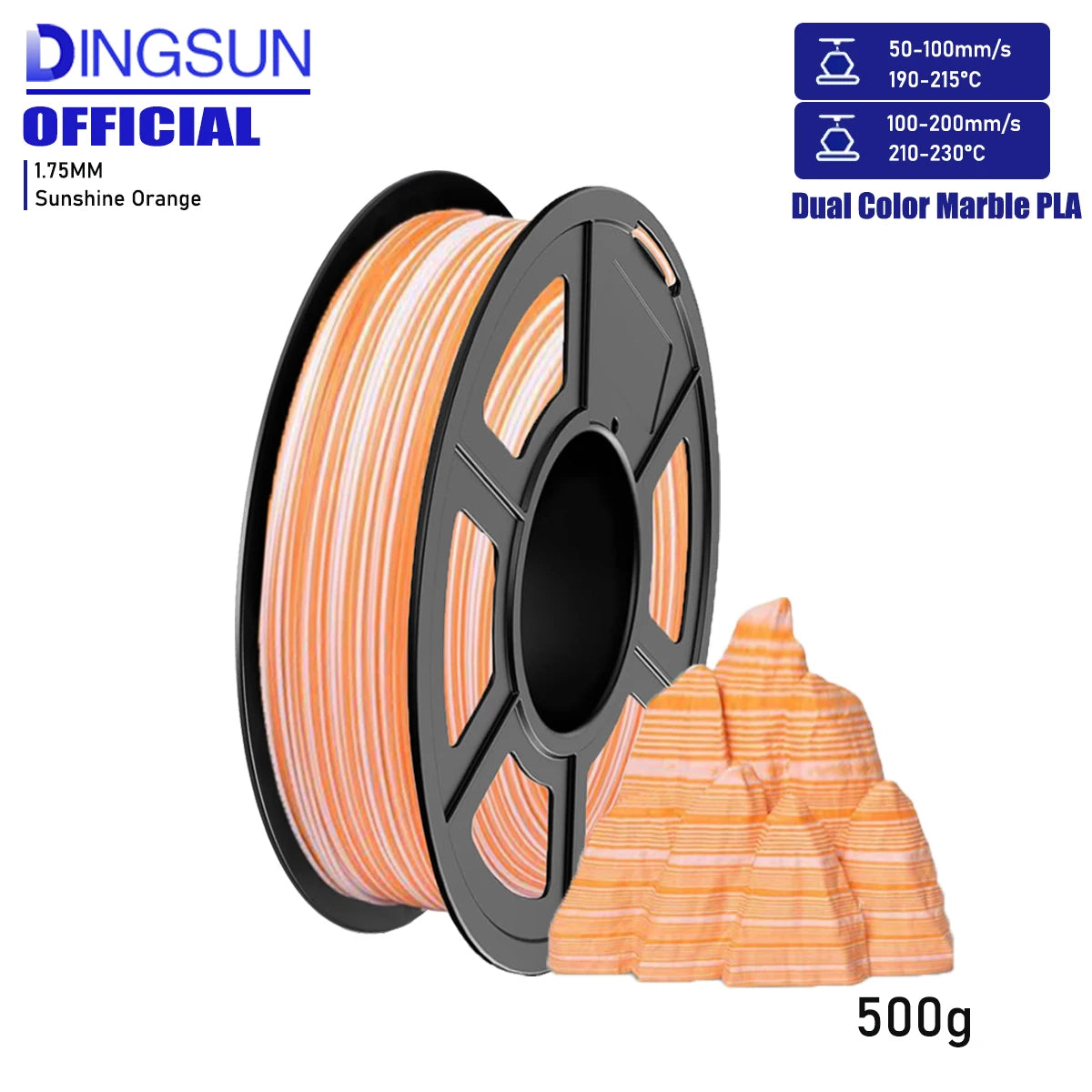DINGSUN Matte Rainbow PLA Filament 1.75mm | 250g 500g 1KG Spool