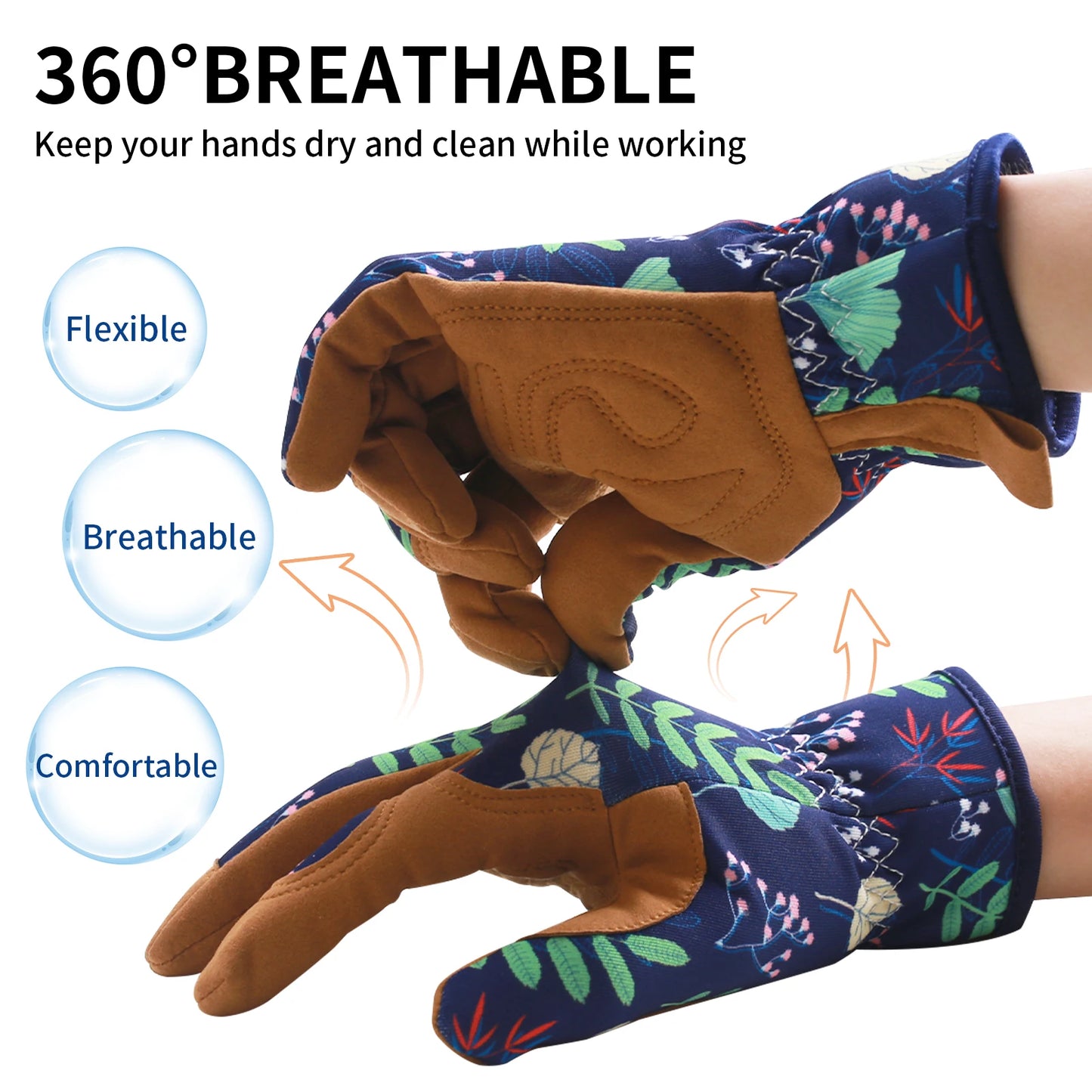 1 Pair Gardening Weeding Working Protective Glove Microfiber Leather Thorn Proof for Digging Planting Pruning Professional Safe Peaceful Pleasures Health and Wellness