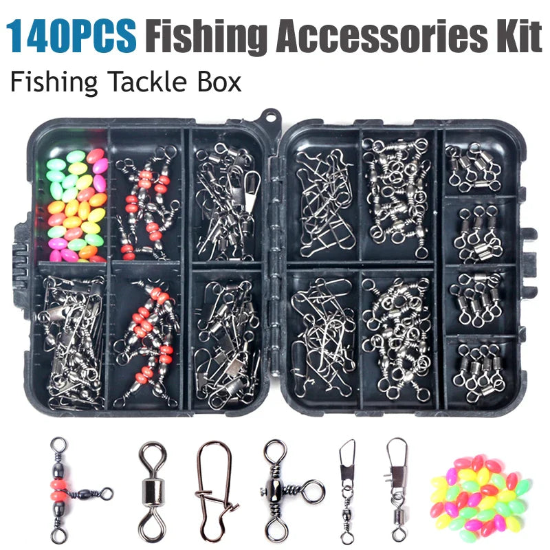 140-Piece Fishing Kit – Swivel Snaps, Clips & Connectors
