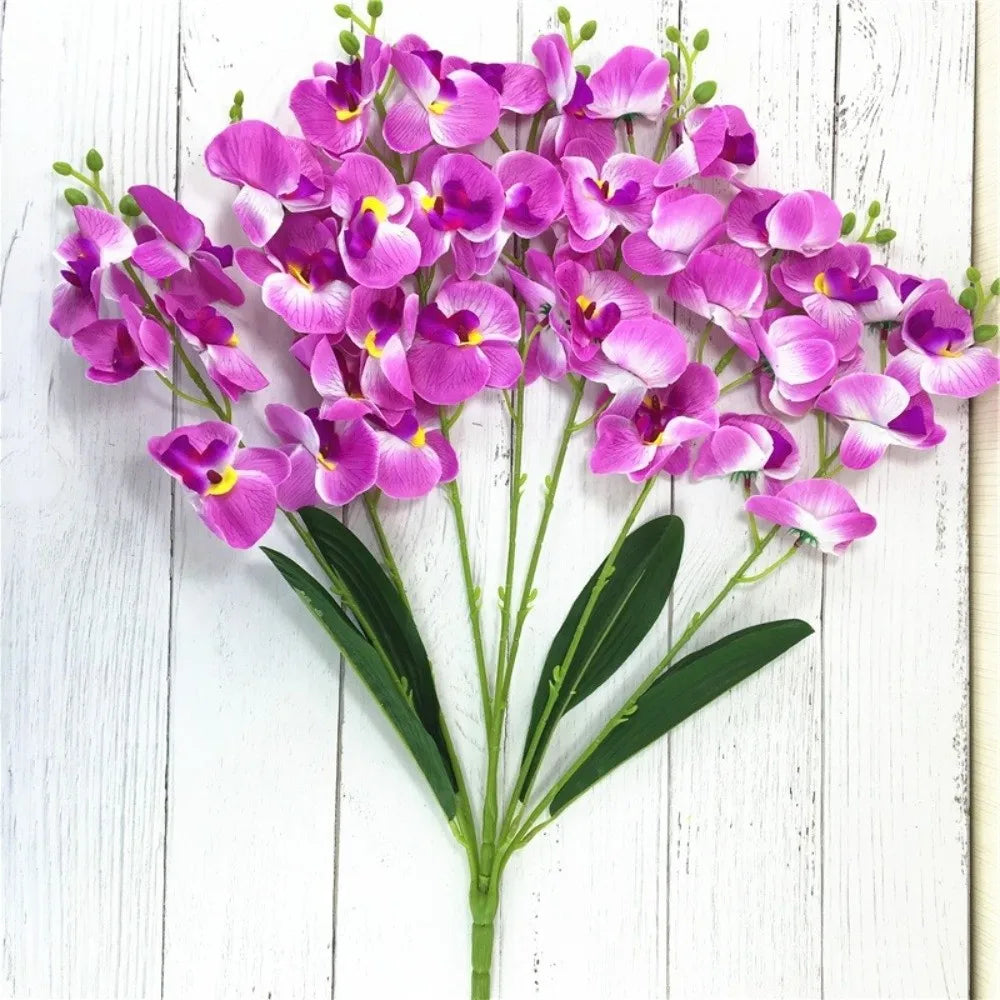 Butterfly Orchid Artificial Flowers Real Touch 7 Forks 3D Orchidea Phalaenopsis Silk Flower Home Wedding Decoration Peaceful Pleasures Health and Wellness Light Purple