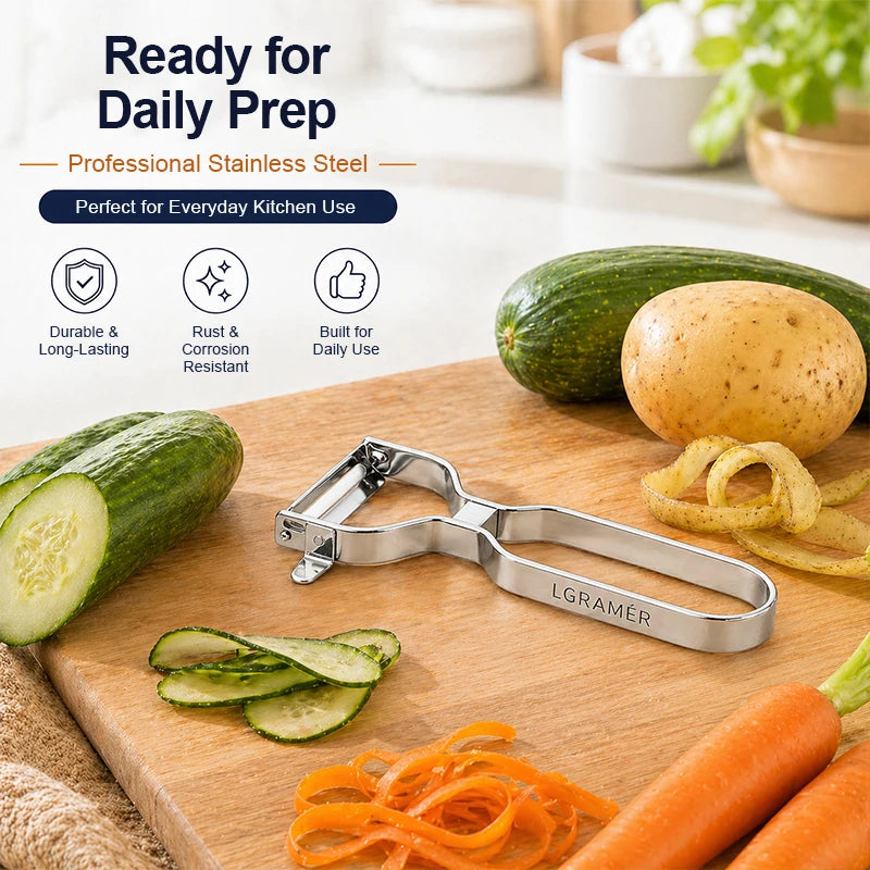Professional Multi-Functional Y Stainless Steel Peeler, 90° Swivel Blade Vegetable Fruit Peeler for Kitchen, Easy to Clean Tools Peaceful Pleasures Health and Wellness