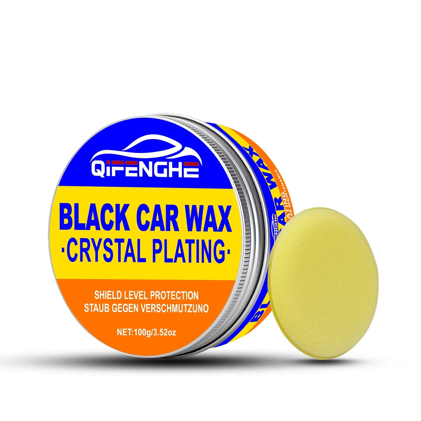 Black Car Wax with Sponge – Crystal Plating & Hydrophobic Coating