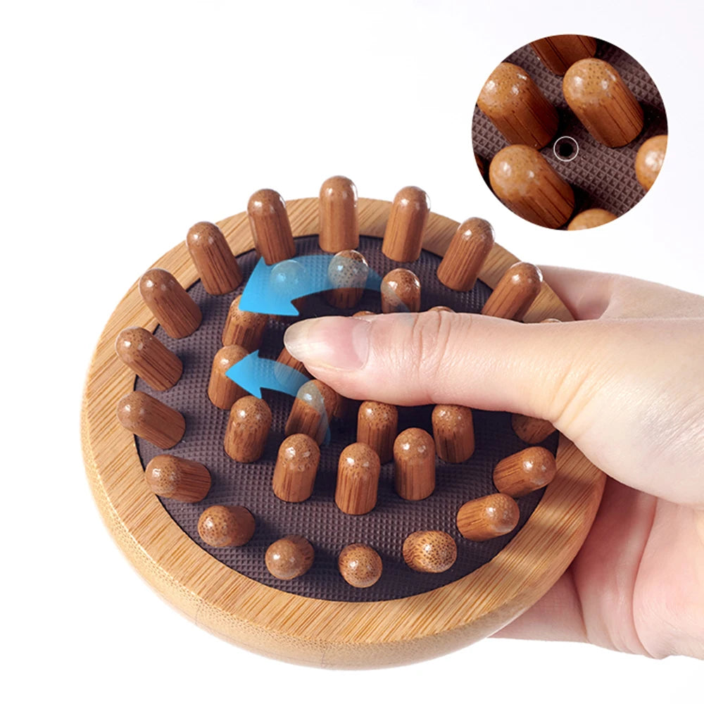 Air cushion massage brush cervical head acupoint massager wooden manual massage tool Peaceful Pleasures Health and Wellness