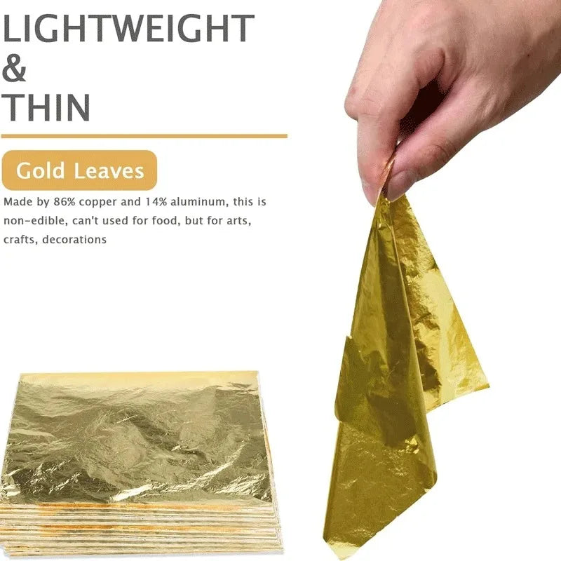 Imitation Gold Leaf Sheets – Metallic Foil for Gilding & Crafts