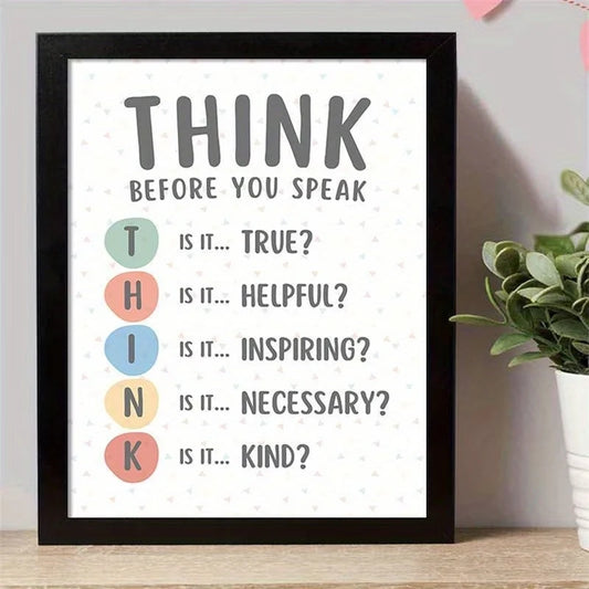 Nordic,Modern THINK Before You Speak" Calming Corner Wall Art Print Canvas Painting Poster Picture For Living Room Home Decor Peaceful Pleasures Health and Wellness G3898 40x60cm Unframed