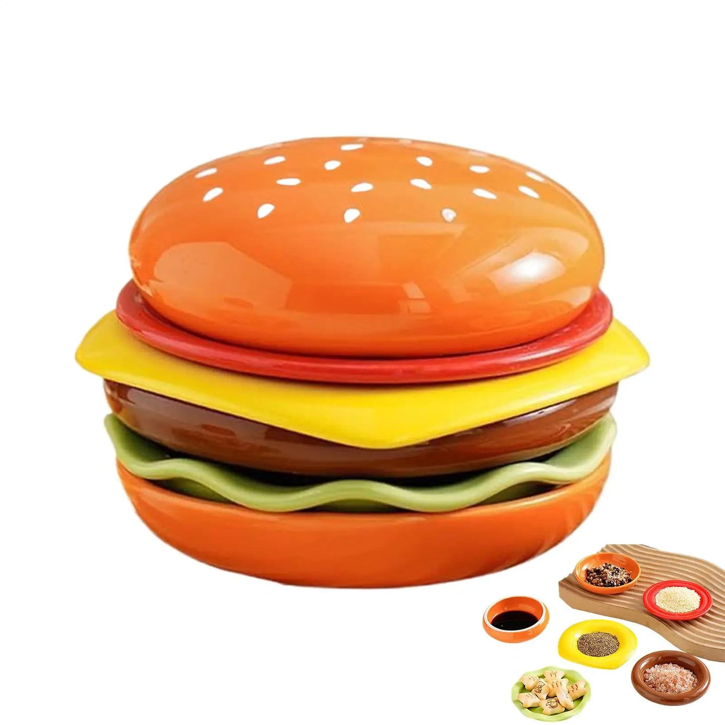 6-Layer Stackable Hamburger Plate Set | 6-Pc Dipping Bowls