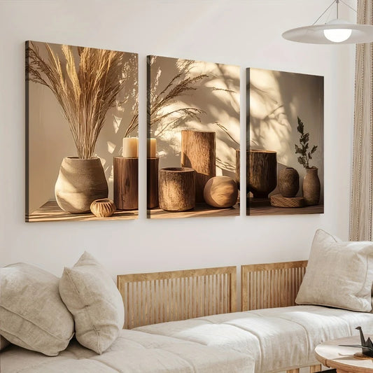 3-Piece Minimalist Floral Canvas Wall Art Set – Unframed Prints Canvas Wall Art Peaceful Pleasures Health and Wellness
