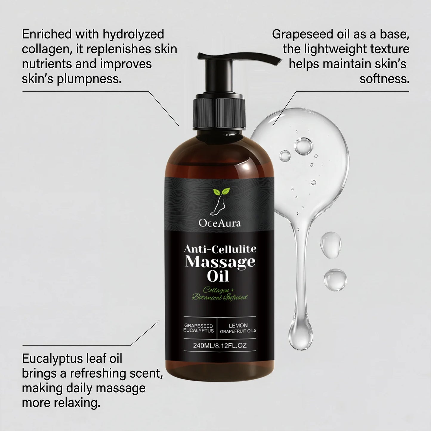 OceAura Collagen Anti-Cellulite Body Oil – Firming & Nourishing
