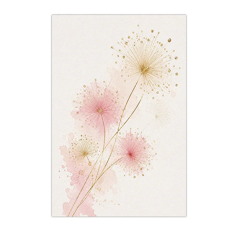 Nordic Dandelion Wall Art Pink Gold Floral Canvas Painting Botanical Poster Print Living Room Wall Decor Peaceful Pleasures Health and Wellness 04 15x20cm No Frame China Mainland