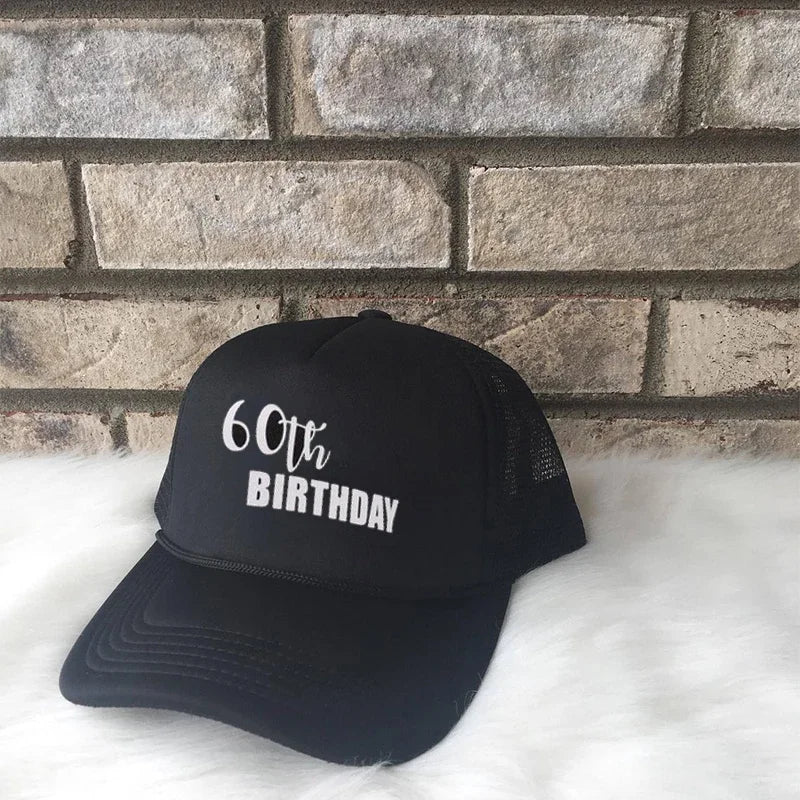 60th Birthday Trucker Hat | Squad Party Gift & Photo Prop Birthday Trucker Hat Peaceful Pleasures Health and Wellness 60th