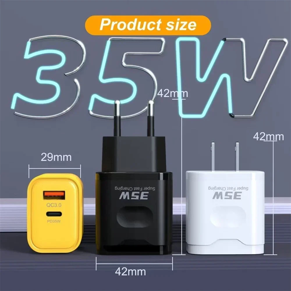 35W Dual Port USB-C PD Wall Charger | iPhone & Android