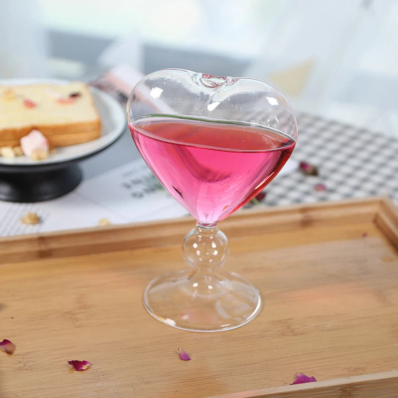 Heart-Shaped Glass Mug – Cocktail, Coffee & Tea Cup Gift