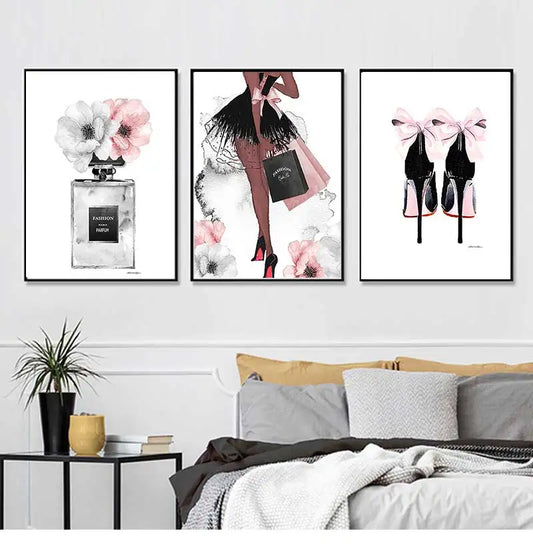 Modern Fashion Canvas Wall Art | Women Lips High Heels Poster Canvas Wall Art Peaceful Pleasures Health and Wellness