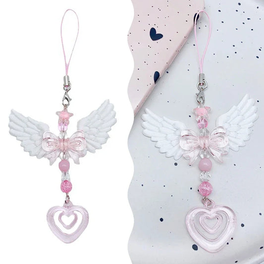 Angel Wing Bowknot Acrylic Phone Chain Keychain & Bag Charm Acrylic Bag Charm Oasis Select Default Title