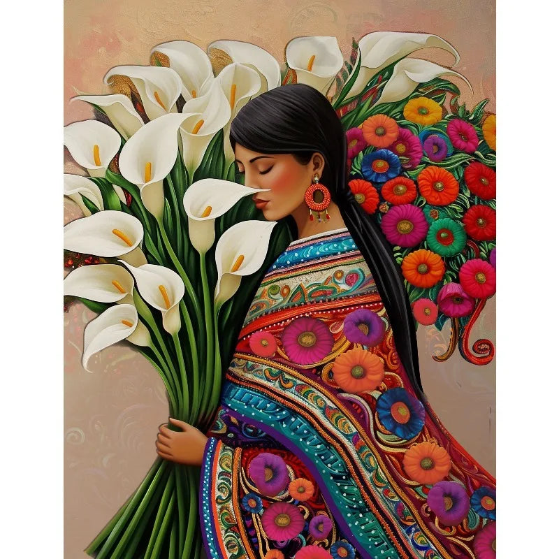Boho Latina Hummingbird Mexico Folk Art Canvas Wall Print Canvas Wall Print Peaceful Pleasures Health and Wellness 5 40x60cm Unframed