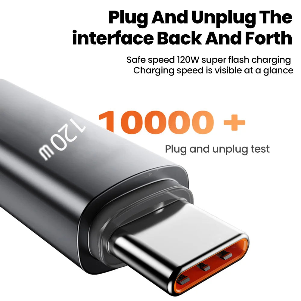 120W Retractable USB-C Spring Cable 5A Fast Charge | 1m & 2m