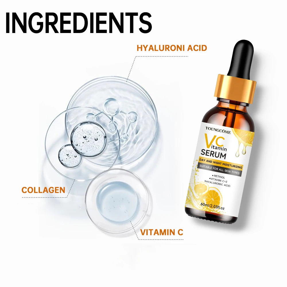 YOUNGCOME Vitamin C+E & Retinol Day Night Face Serum with Hyaluronic Acid - All Skin Types Hydrating Facial Essence Peaceful Pleasures Health and Wellness