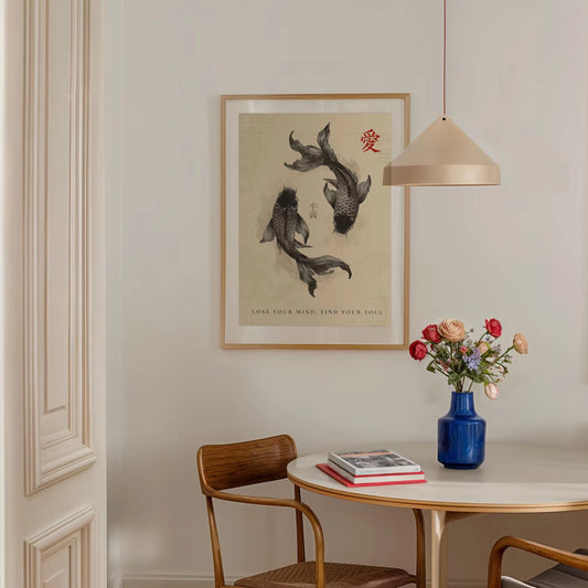 Retro Japanese Koi Fish Canvas Wall Art Print | Home Décor Canvas Wall Art Peaceful Pleasures Health and Wellness G4124 60x80cm Unframed