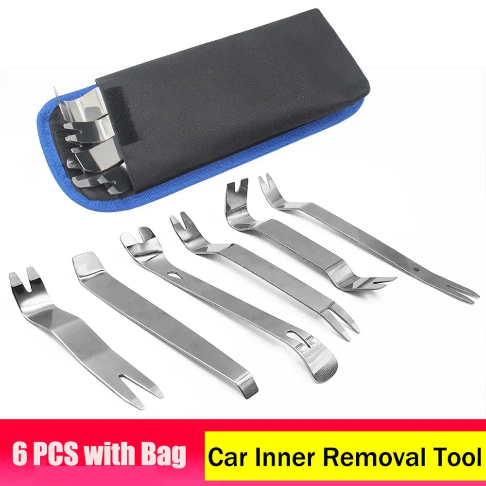 6pcs Car Panel Trim Removal Tool Kit Auto Radio Door Clip Audio Installer Pry Tool Set with Canvas Bag Peaceful Pleasures Health and Wellness