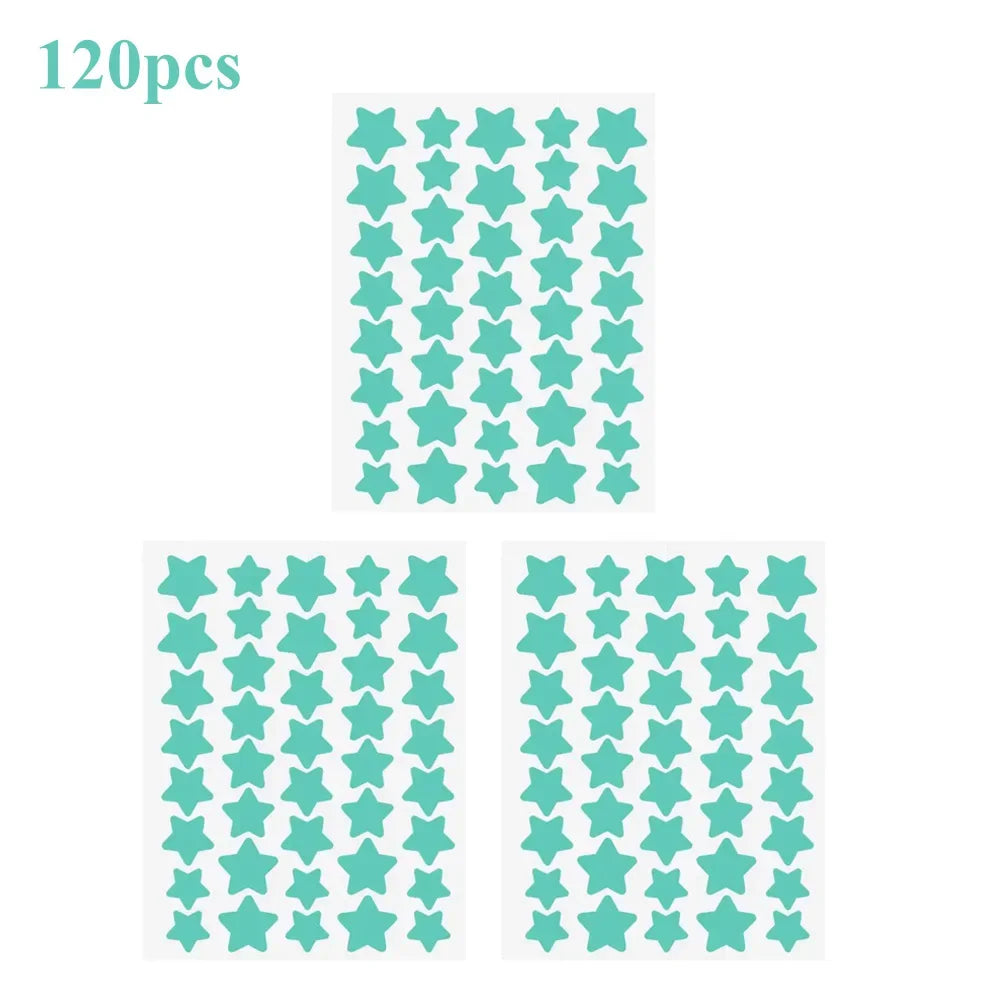 40pcs/120pcs Colorful PE Pimple Patches Cute Star Shaped Pimple Cover Sticker Invisible Pimple Cover Removal Pimple Patch Peaceful Pleasures Health and Wellness Green-120pcs