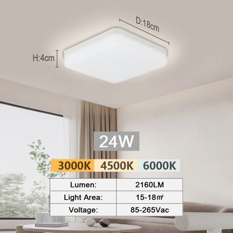 LED Flush Mount Ceiling Light 18–48W | 3000K–6000K Modern Lamp