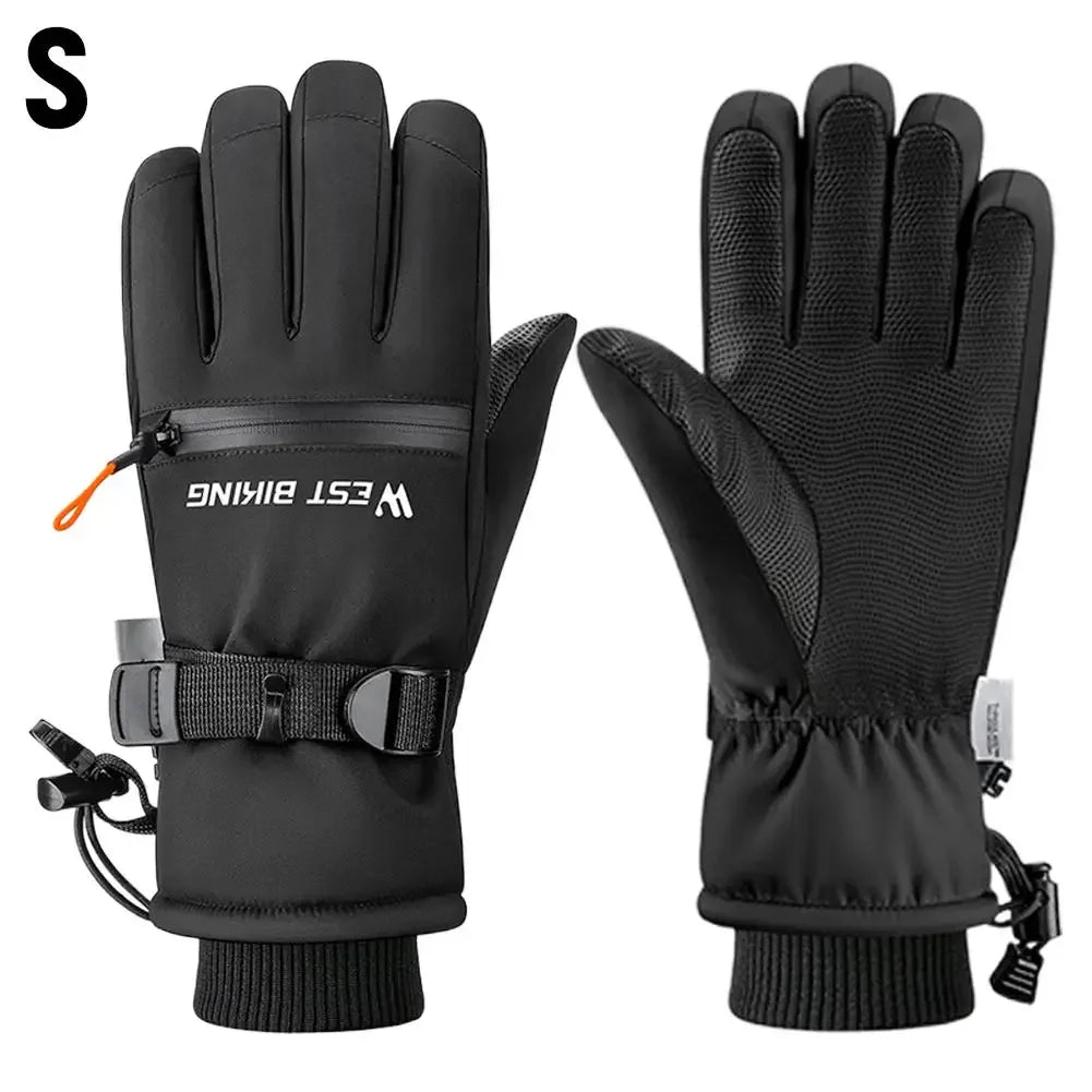 Winter ski gloves for men and women waterproof windproof warmth thickened anti-slip touch screen riding driving gloves Peaceful Pleasures Health and Wellness Black S