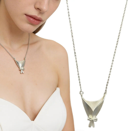 Wearable Flower Vase Pendant Necklace | Bouquet Clip Choker Pendant Necklace Peaceful Pleasures Health and Wellness