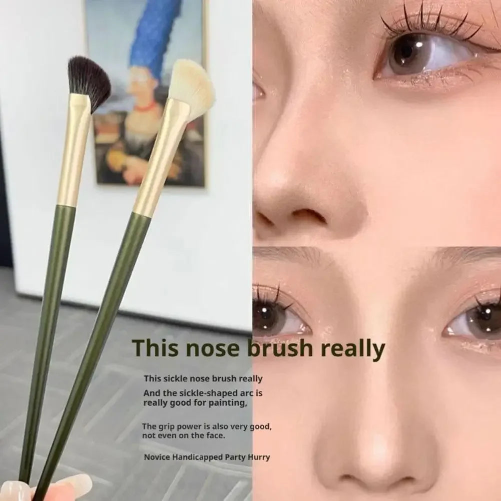 Flat Angled Half Fan-shape Nose Shadow Brushes Professional Soft Eyeshadow Nose Contouring Makeup Brushes Beauty Cosmetics Tools Peaceful Pleasures Health and Wellness