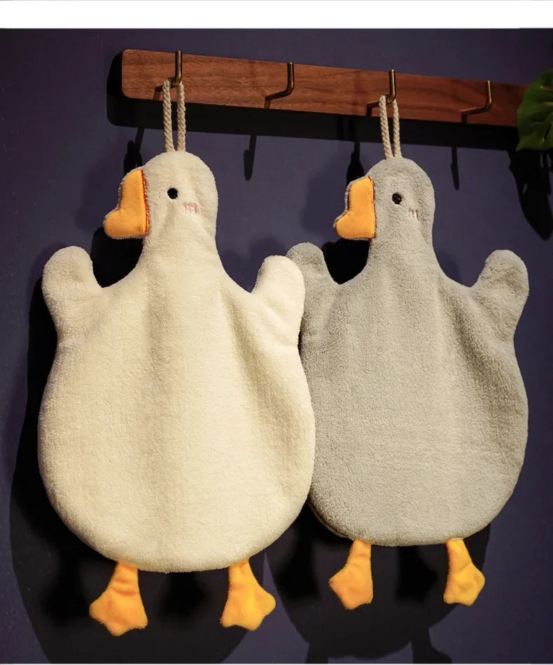 Cute Anime Goose Coral Fleece Hand Towel – Quick-Dry & Soft