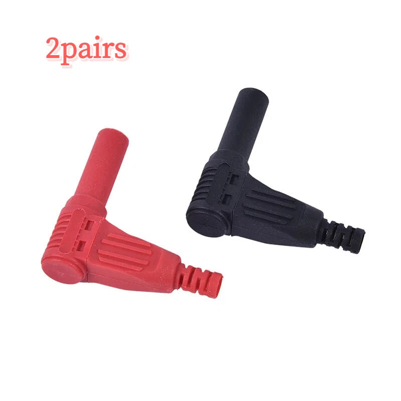 New 1pair 4mm Male Right Angle Insulation Wire Solder Type DIY Banana Plug Connector Peaceful Pleasures Health and Wellness 2pairs