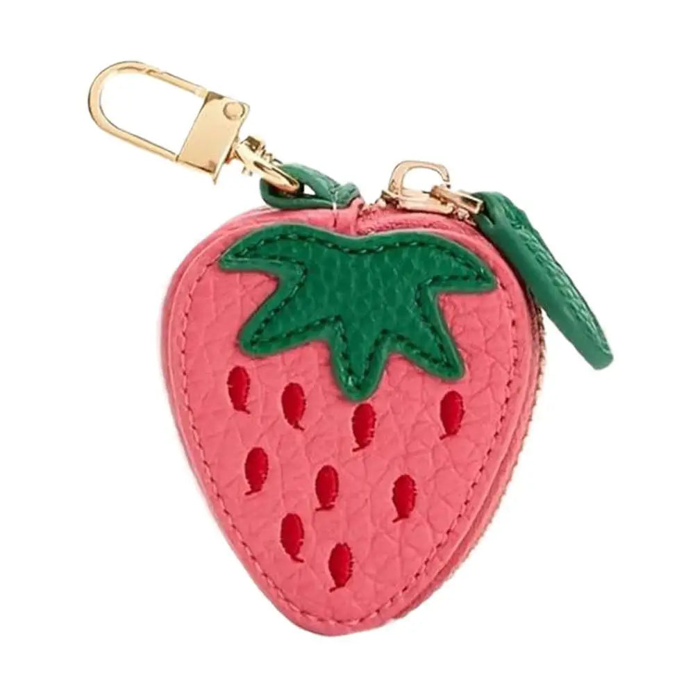 Cute Fruit Coin Purse Keychain | Cherry Blueberry PU Leather