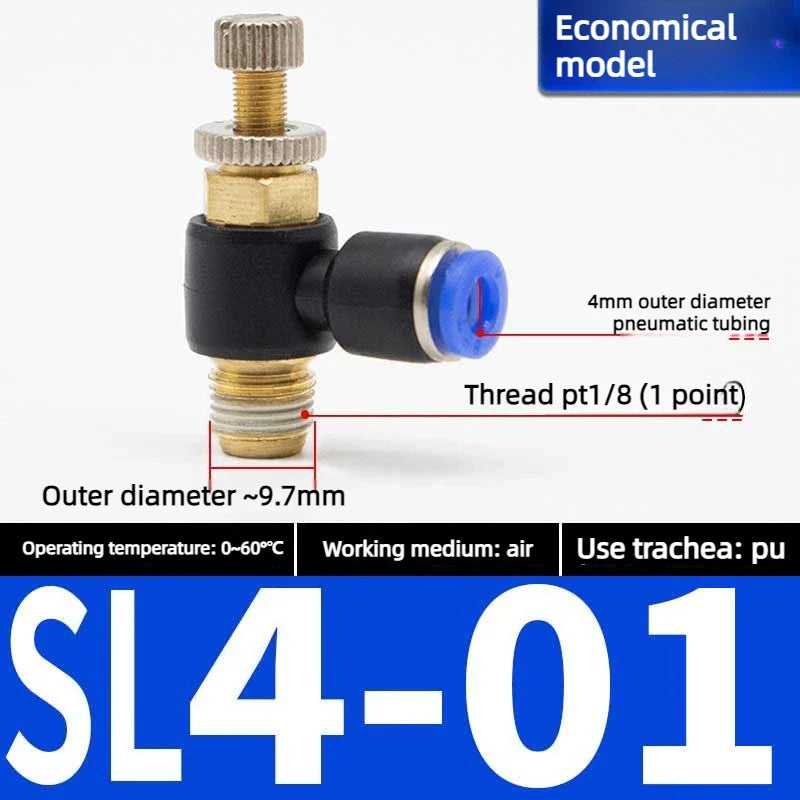 Quick Connect Pneumatic Air Speed Throttle Valve SL 4–12mm