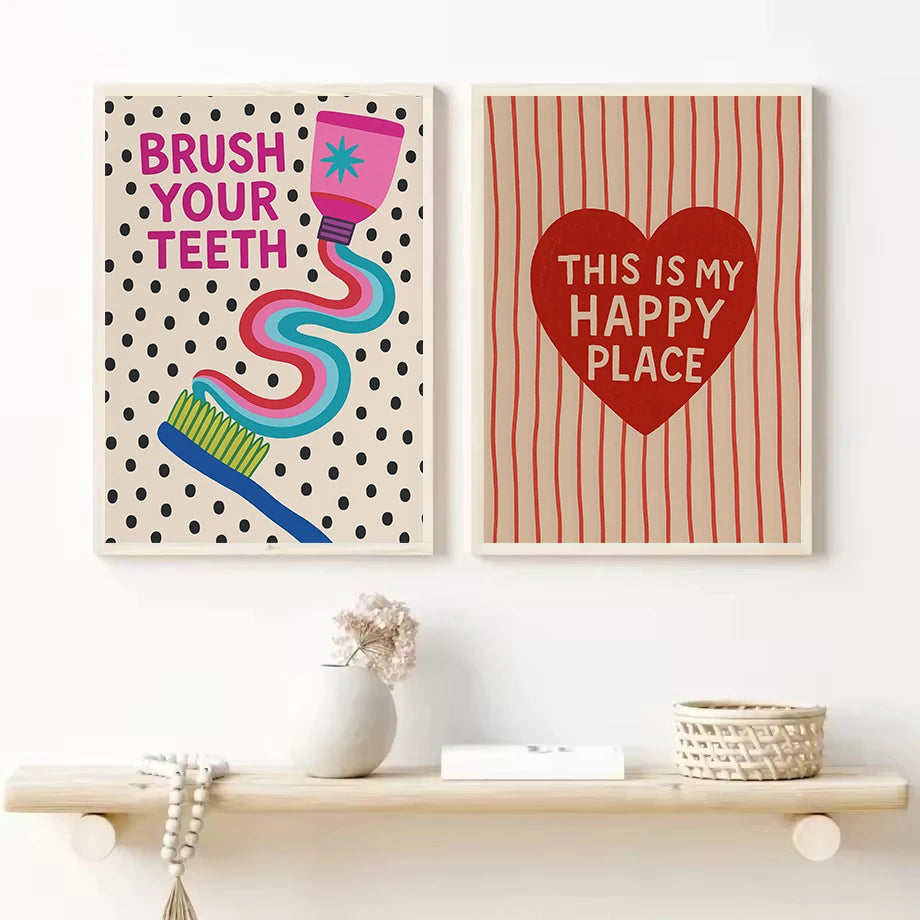Retro Cartoon Nursery Canvas Wall Art | Sun Flower Quote Print