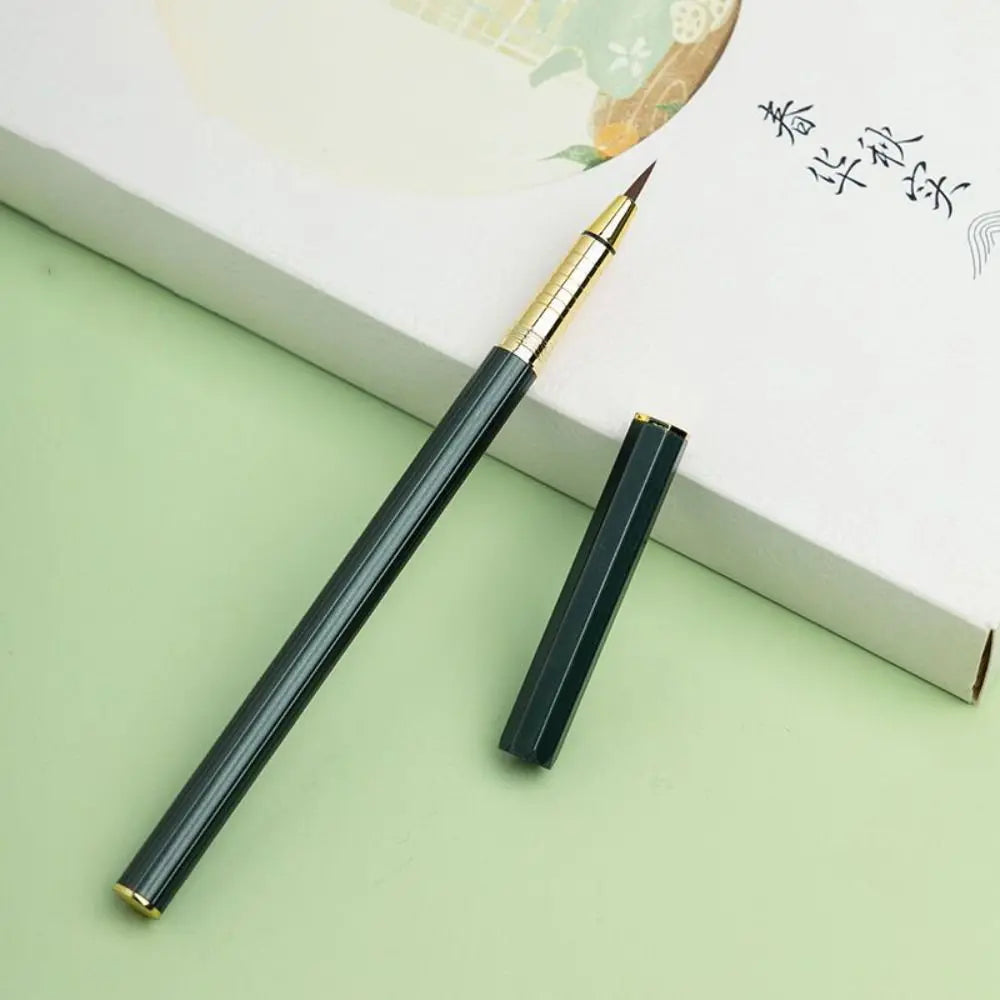 Soft Morandi Calligraphy Brushes Metal Rod Weasel Hair Regular Script Brush Reusable Practice Calligraphy Pen-type Brush Writing Peaceful Pleasures Health and Wellness style 9