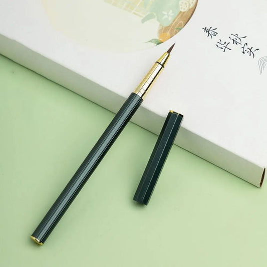 Soft Morandi Calligraphy Brushes Metal Rod Weasel Hair Regular Script Brush Reusable Practice Calligraphy Pen-type Brush Writing Peaceful Pleasures Health and Wellness style 9