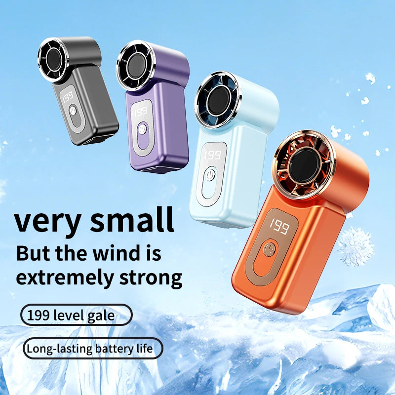 Handheld Turbo Fan High Speed 20000rpm USB Rechargeable Long Endurance Powerful Portable Outdoor Summer Fan For Travel Peaceful Pleasures Health and Wellness