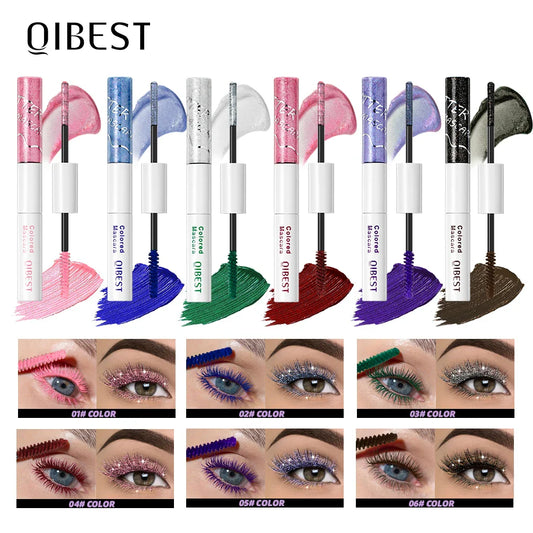 QiBest 2-in-1 Glitter & Color Mascara | Voluminous Lashes Colored Glitter Mascara Oasis Select