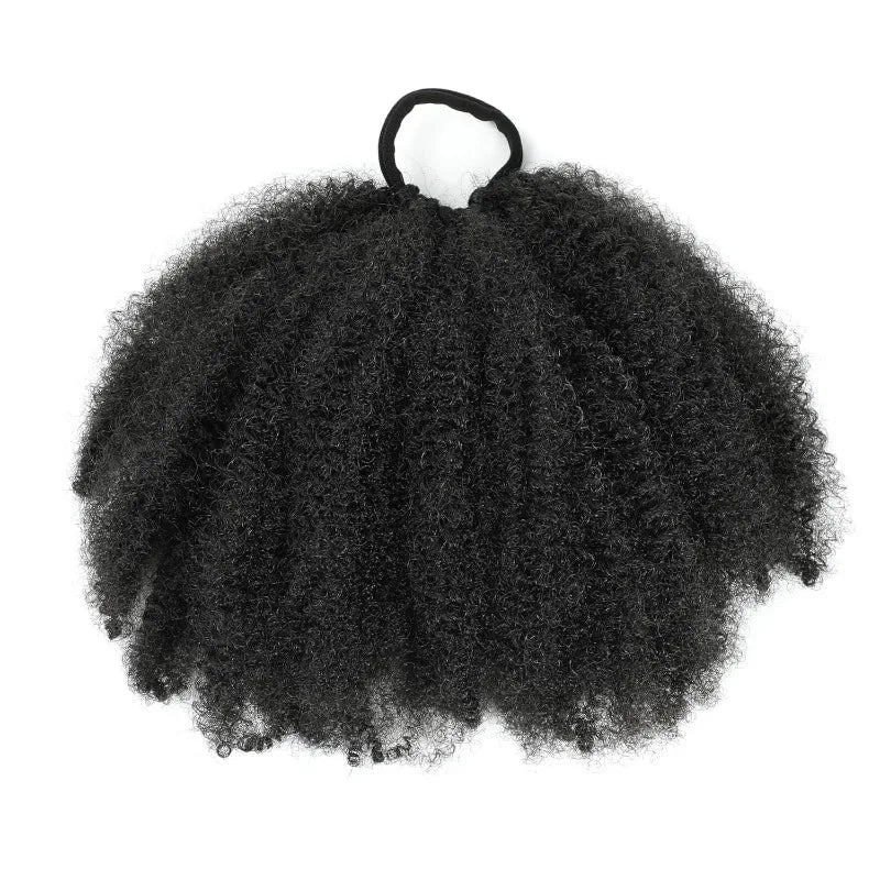 Kids Afro Puff Bun Hair Extension | Curly Synthetic Ponytail Kids Hair Extension Peaceful Pleasures Health and Wellness black