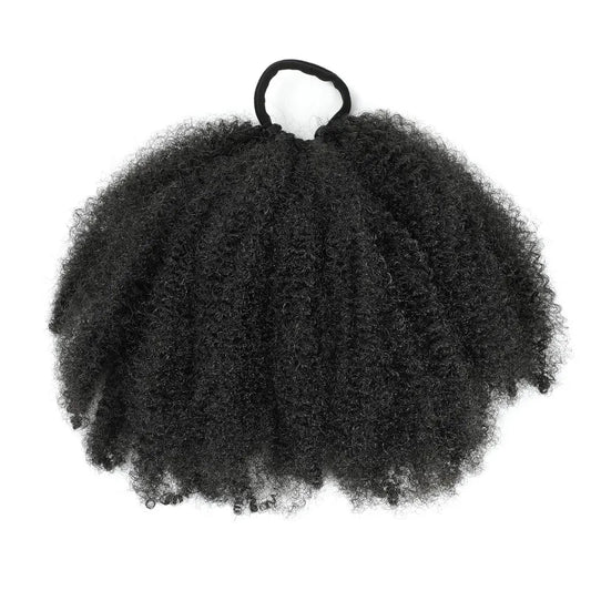 Kids Afro Puff Bun Hair Extension | Curly Synthetic Ponytail Kids Hair Extension Peaceful Pleasures Health and Wellness black