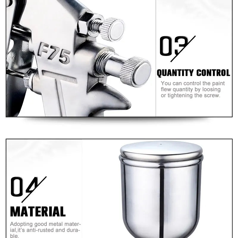 Professional F-75 Spray Gun 1.5mm Nozzle with Cup Adjustable for Automotive and Furniture Painting Peaceful Pleasures Health and Wellness