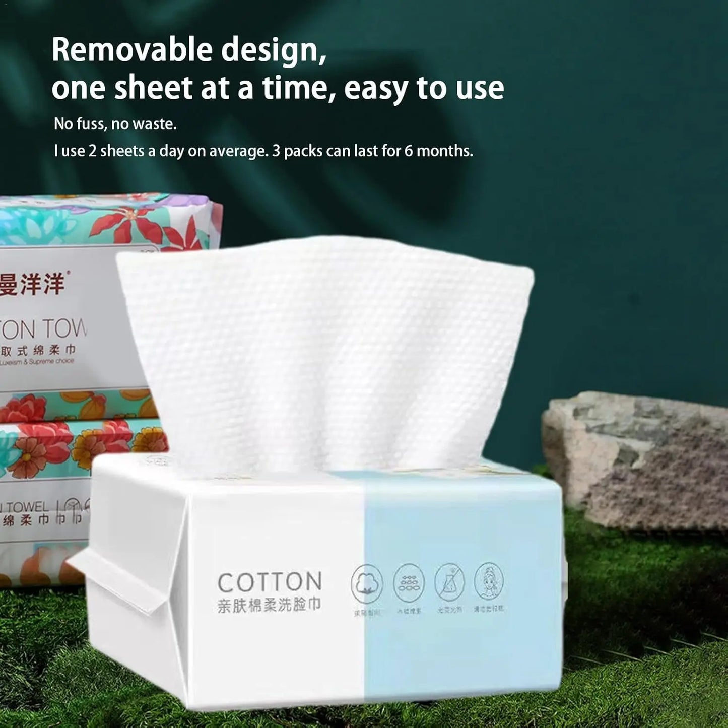 Disposable Cotton Face Towels 50ct – Soft Dry Wipes for Skincare